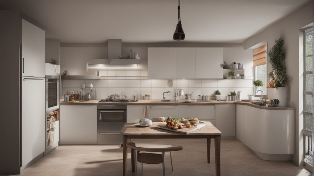 Una cucina ad angolo con il piano cottura e il lavandino posizionati sullo stesso lato