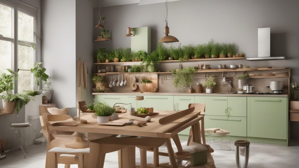 Come Arredare Una Cucina In Modo Economico: Cucina economica con dettagli colorati come piante aromatiche