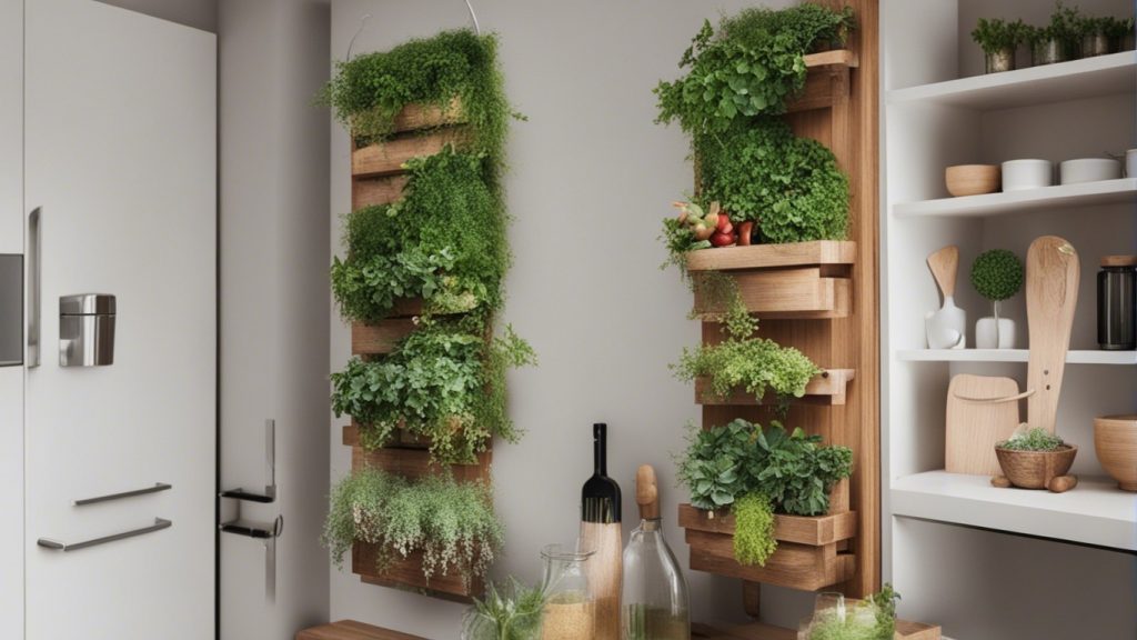 Mini giardino verticale in cucina.