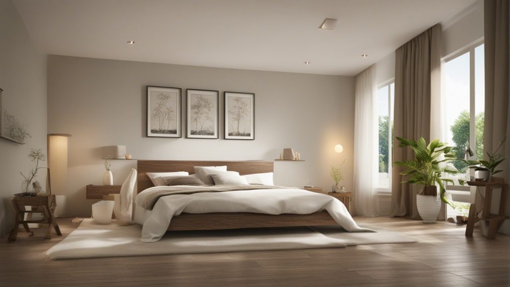 Stanza Feng Shui con mobili ben posizionati per favorire il flusso energetico".