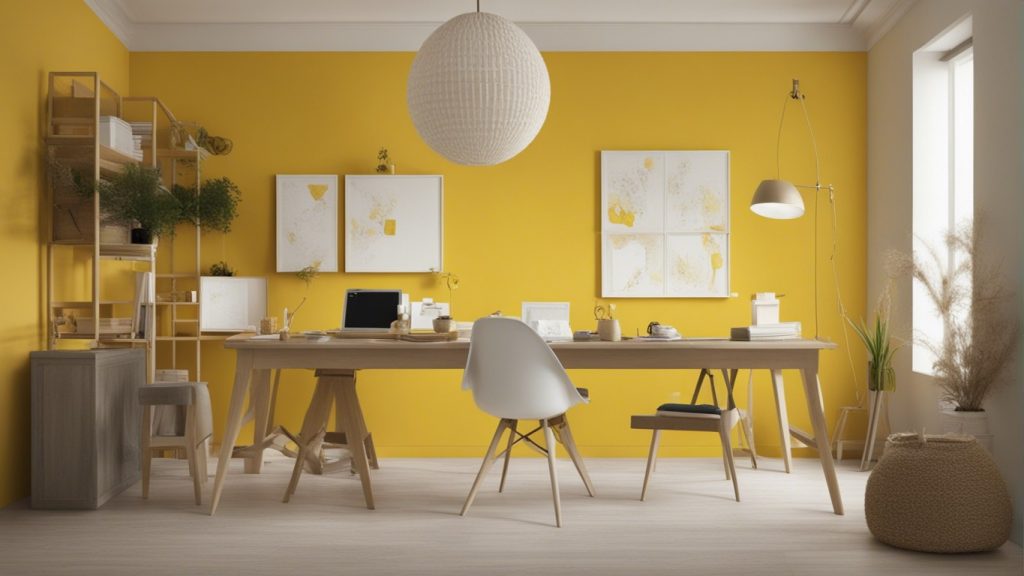 uno studio con pareti gialle per stimolare la creatività e la vitalità