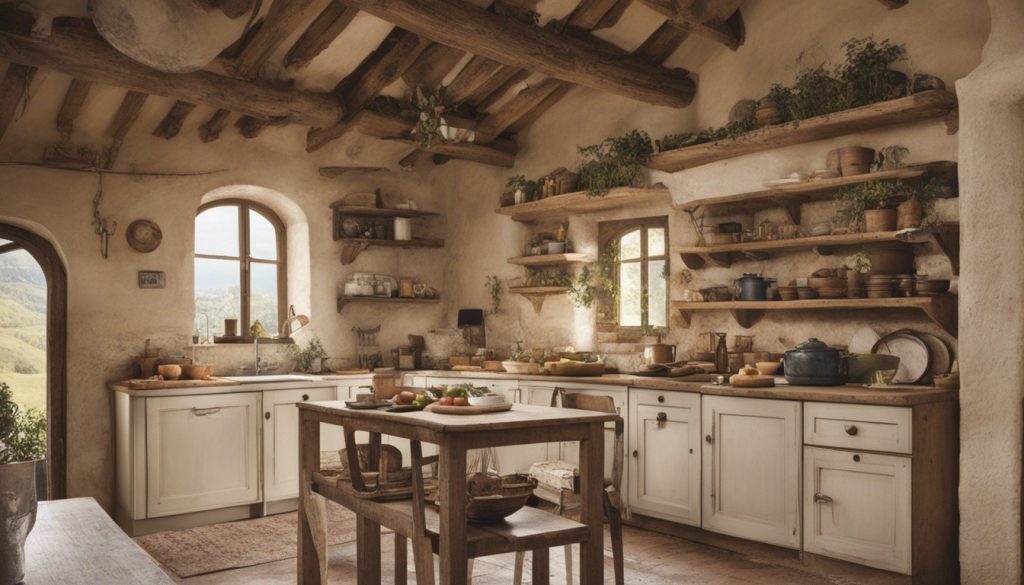 cucina rustica in tonalità beige
