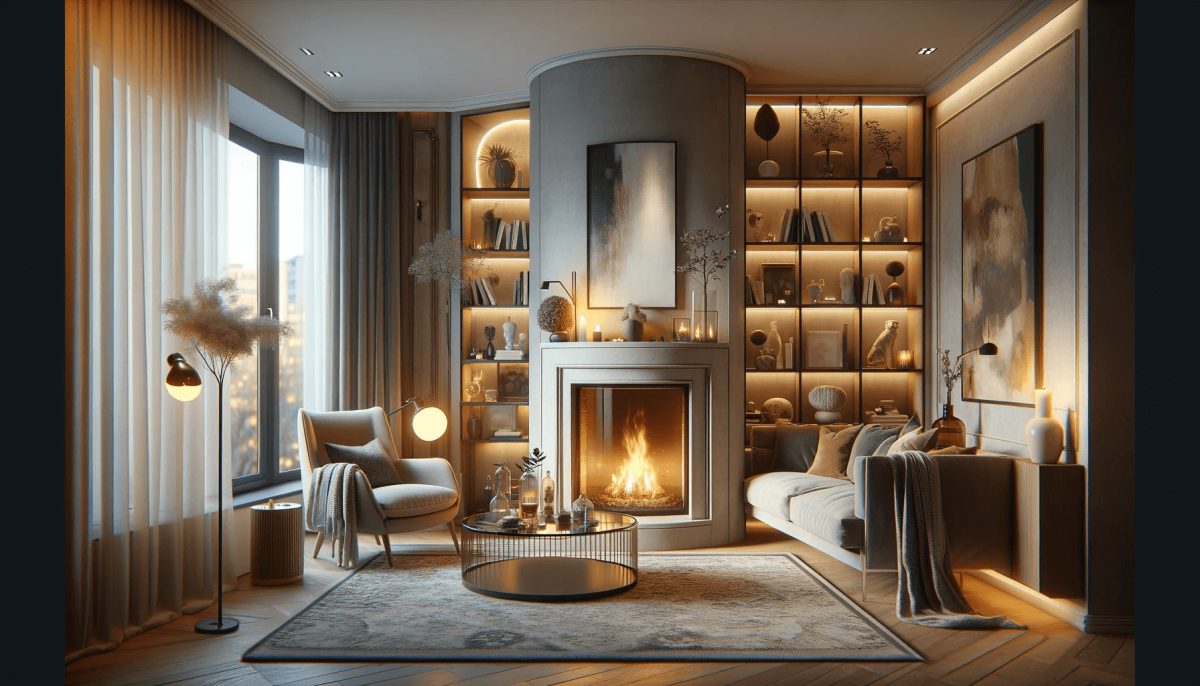  L'accogliente atmosfera creata da un caminetto in un soggiorno moderno