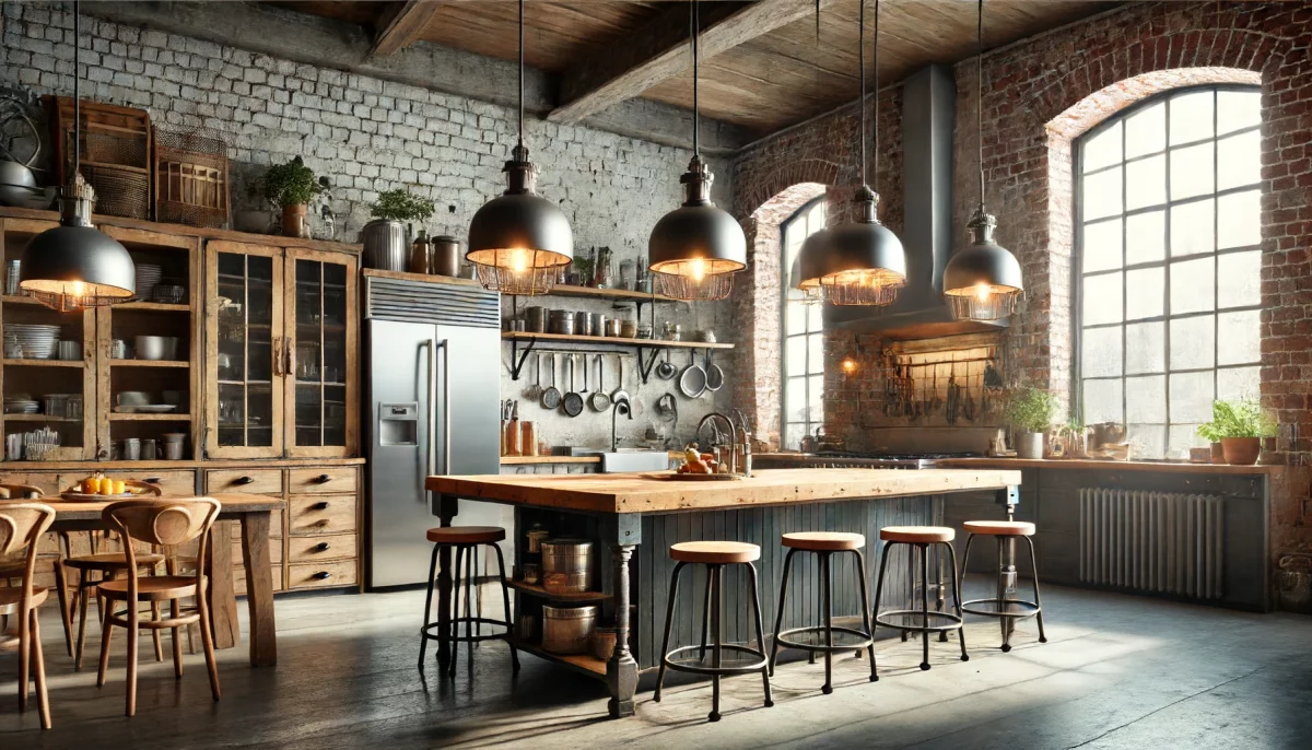 luci a sospensione in una cucina industriale